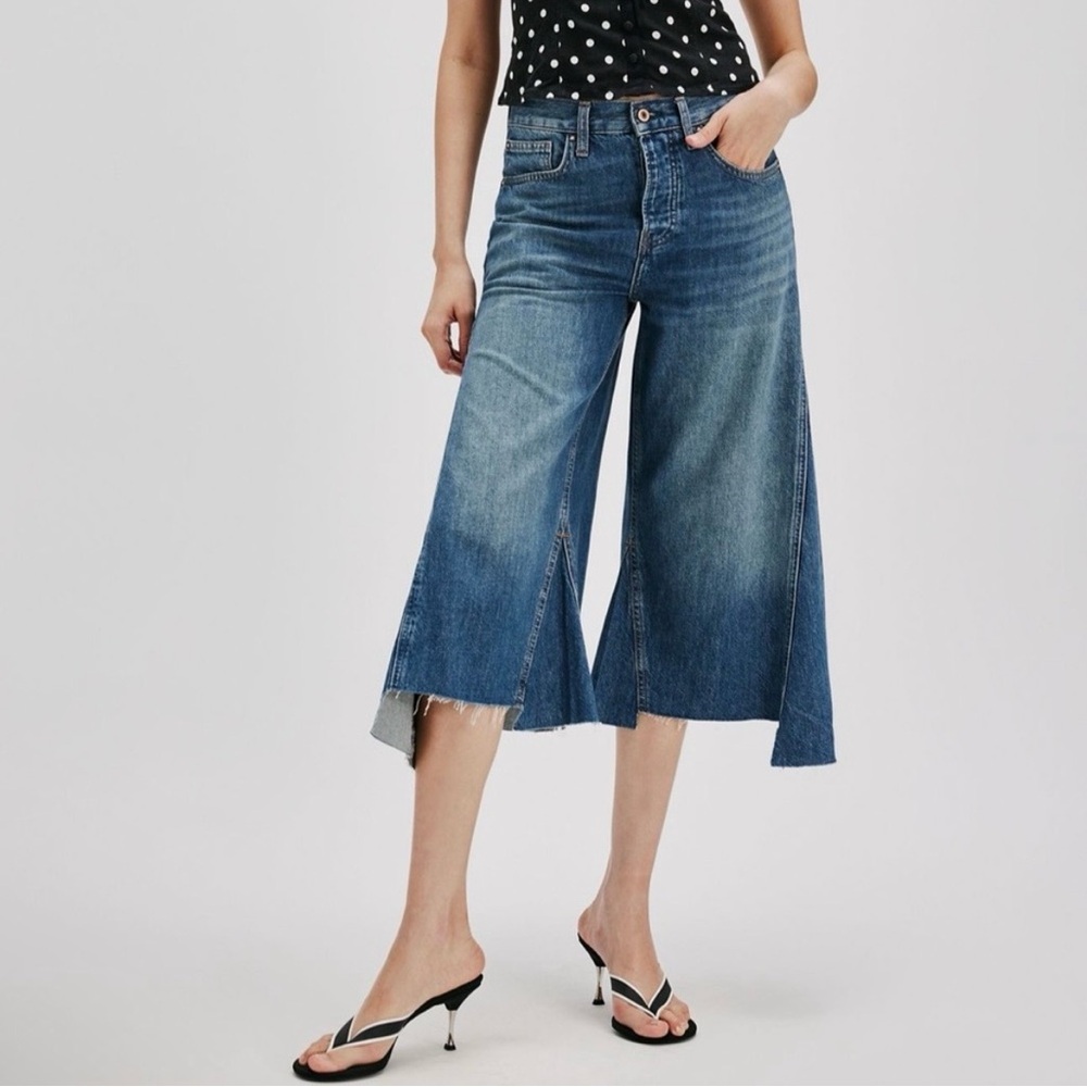 Free People Wide Leg Cropped Denim Jeans